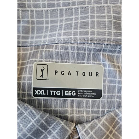 PGA Tour NWT Mens XXL Golf Polo Shirt Plaid Performance Moisture-Wicking UPF 50 - Picture 11 of 13